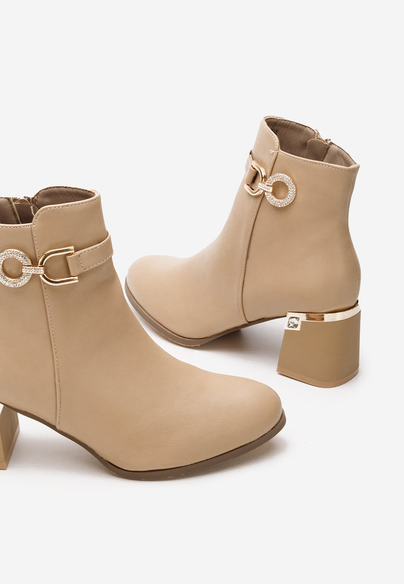 Khaki kotníkové boty na podpatku Margie