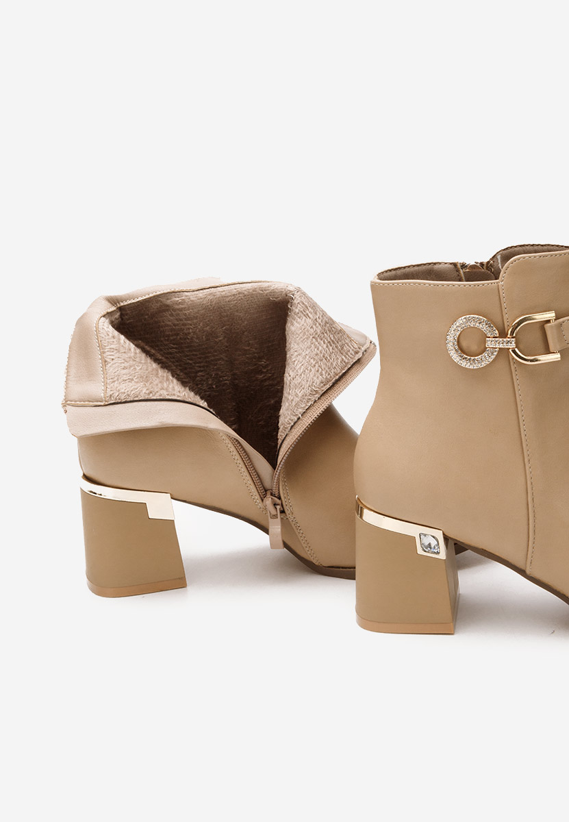 Khaki kotníkové boty na podpatku Margie