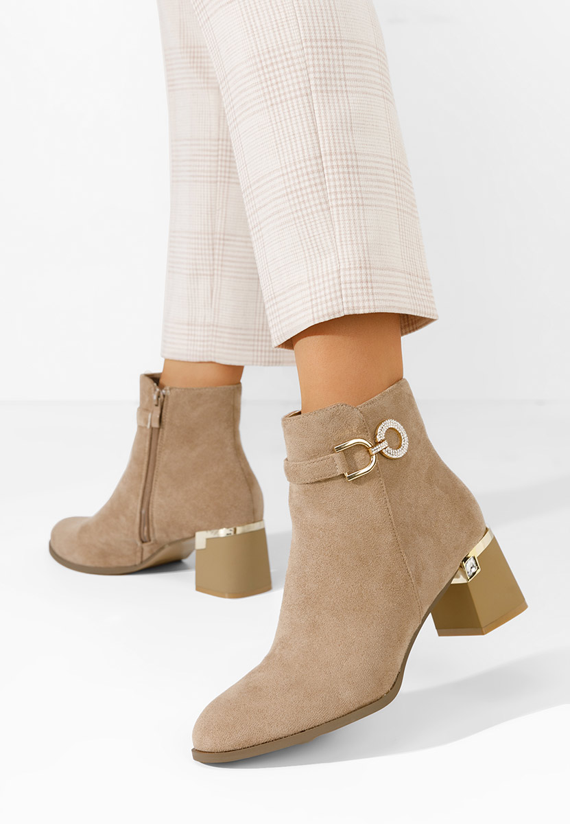Khaki kotníkové boty na podpatku Margie V2