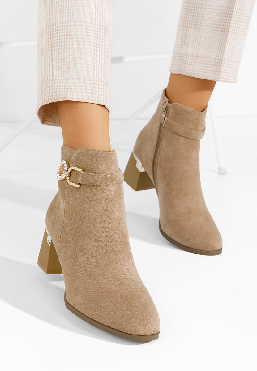 Khaki kotníkové boty na podpatku Margie V2