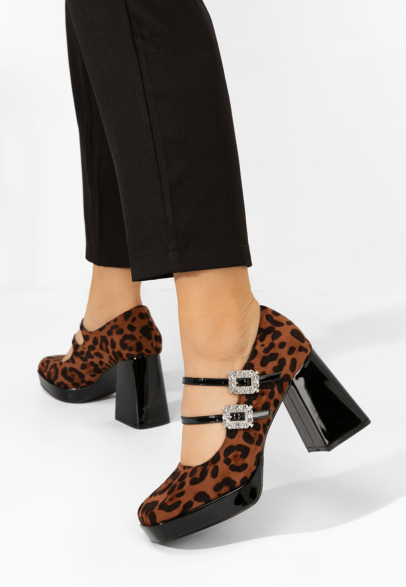 Leopardí lodičky na hrubém podpatku Elany
