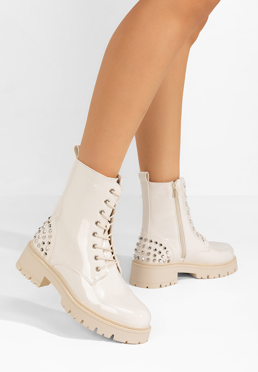 Béžové členkové čižmy na platforme Erminia