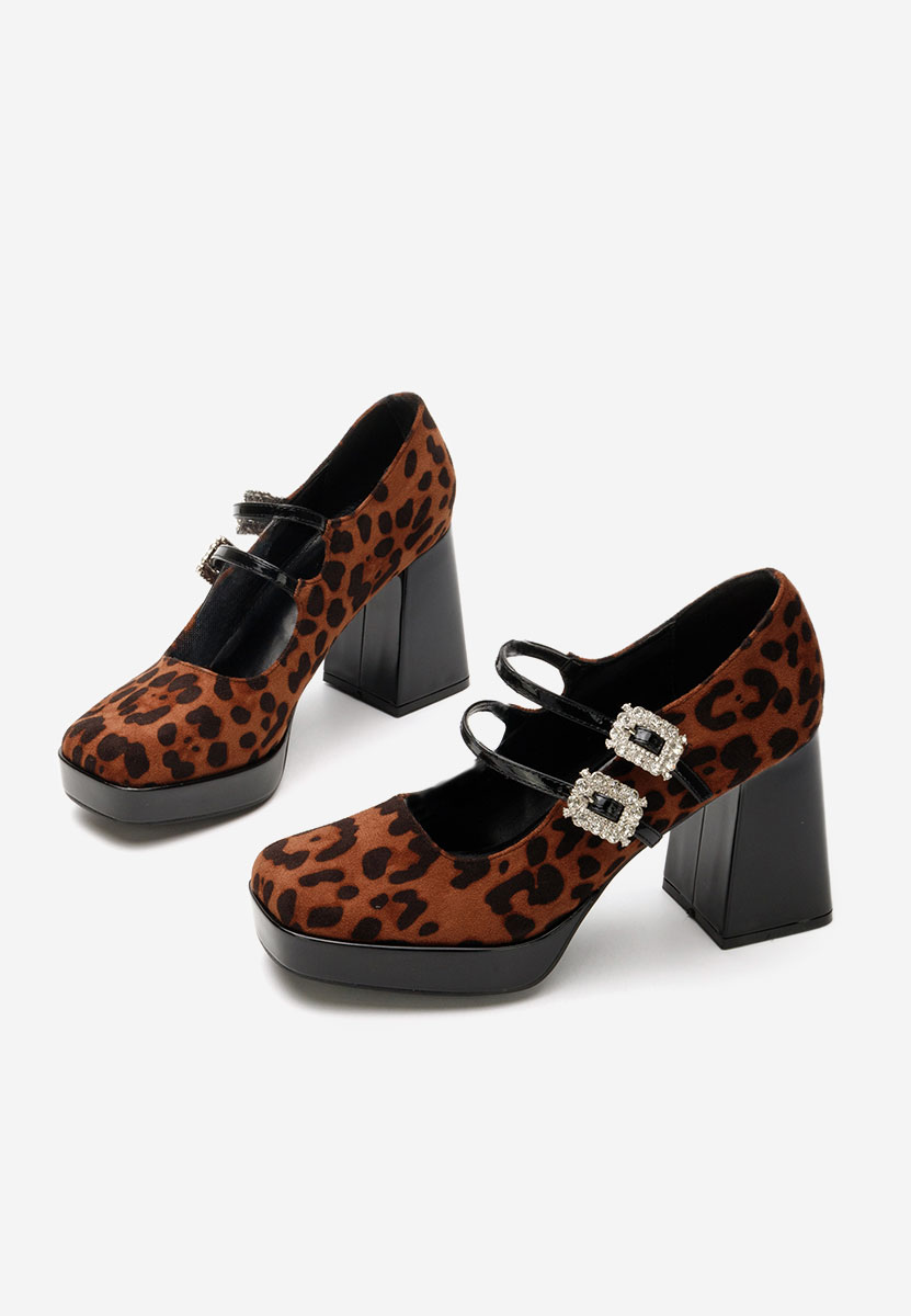 Leopardí lodičky na hrubém podpatku Elany