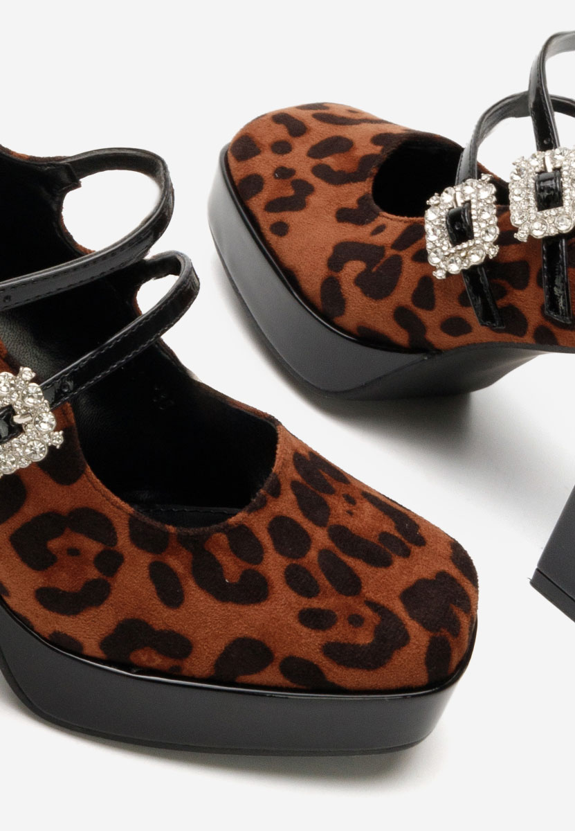 Leopardí lodičky na hrubém podpatku Elany