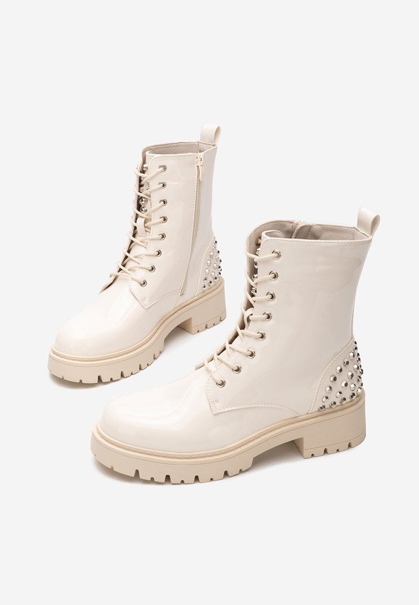 Béžové členkové čižmy na platforme Erminia