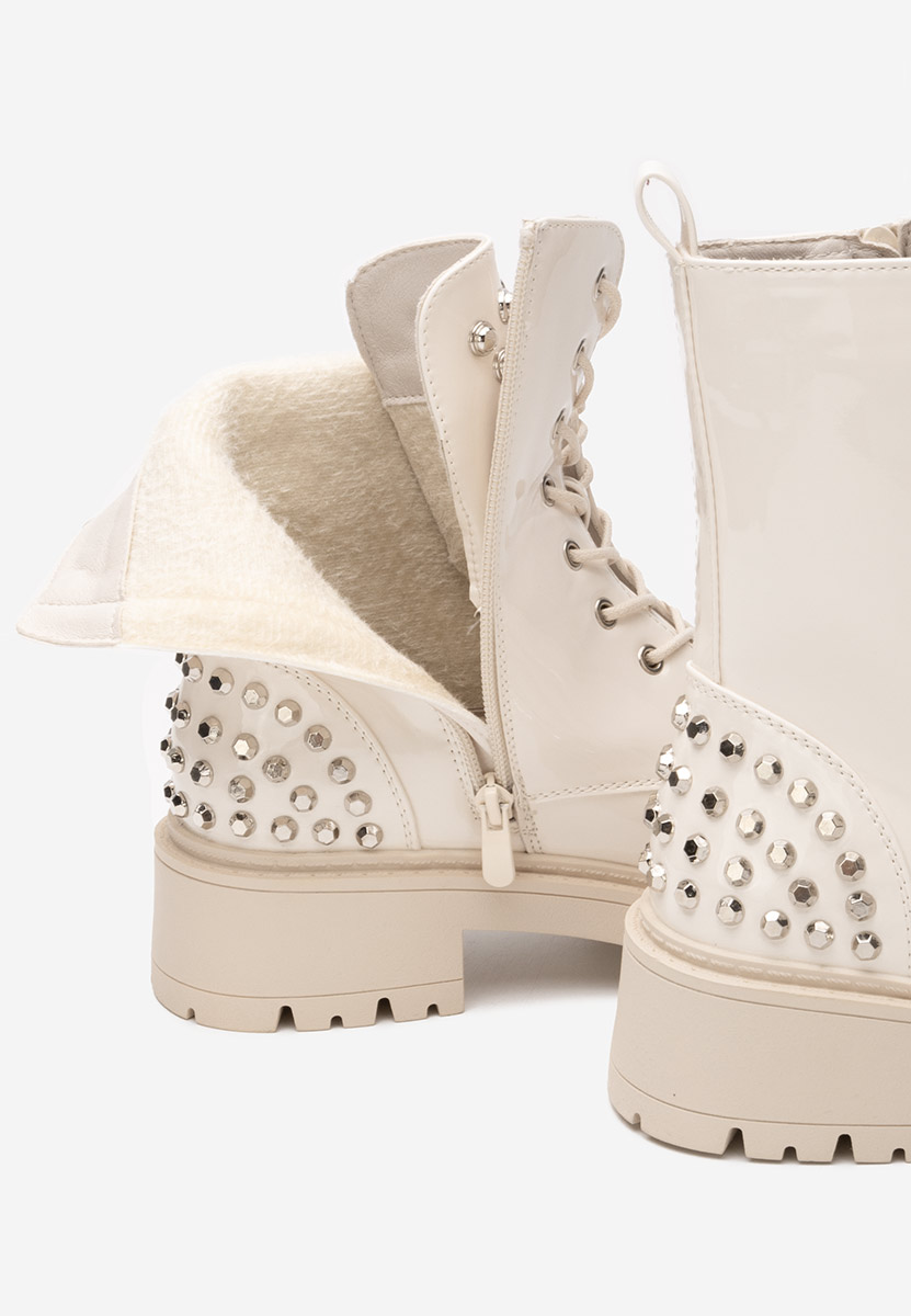 Béžové členkové čižmy na platforme Erminia