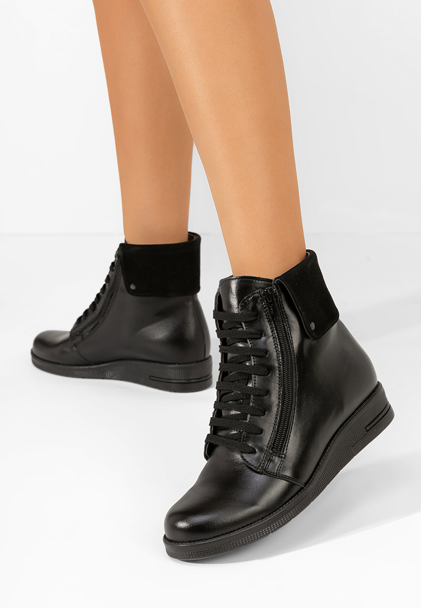 Černé kožené kotníkové boty Monserrate