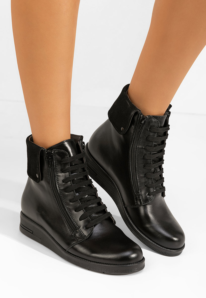 Černé kožené kotníkové boty Monserrate