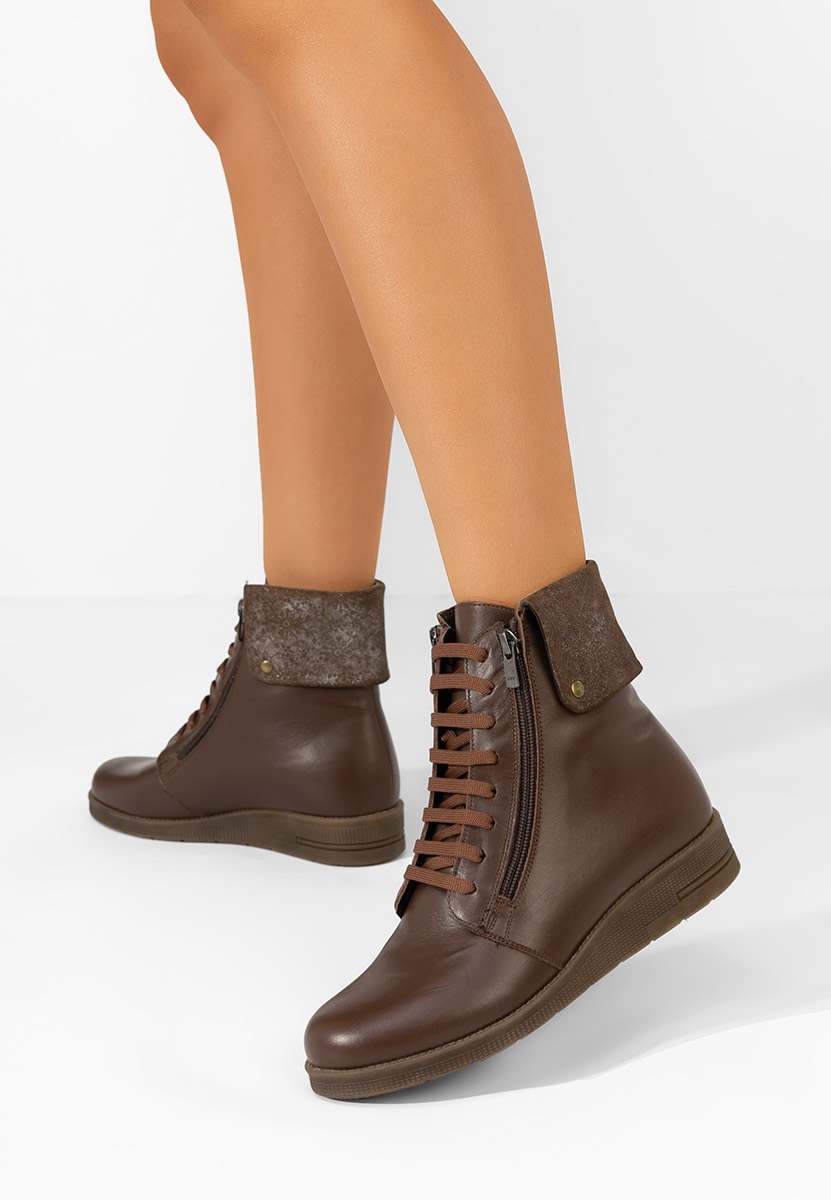 Hnedé kožené kotníkové boty Monserrate