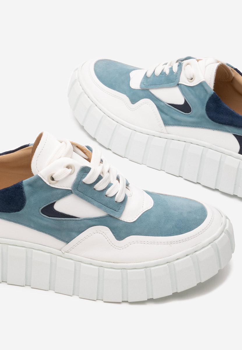 Svetlě modré kožené dámské sneakersy Caera