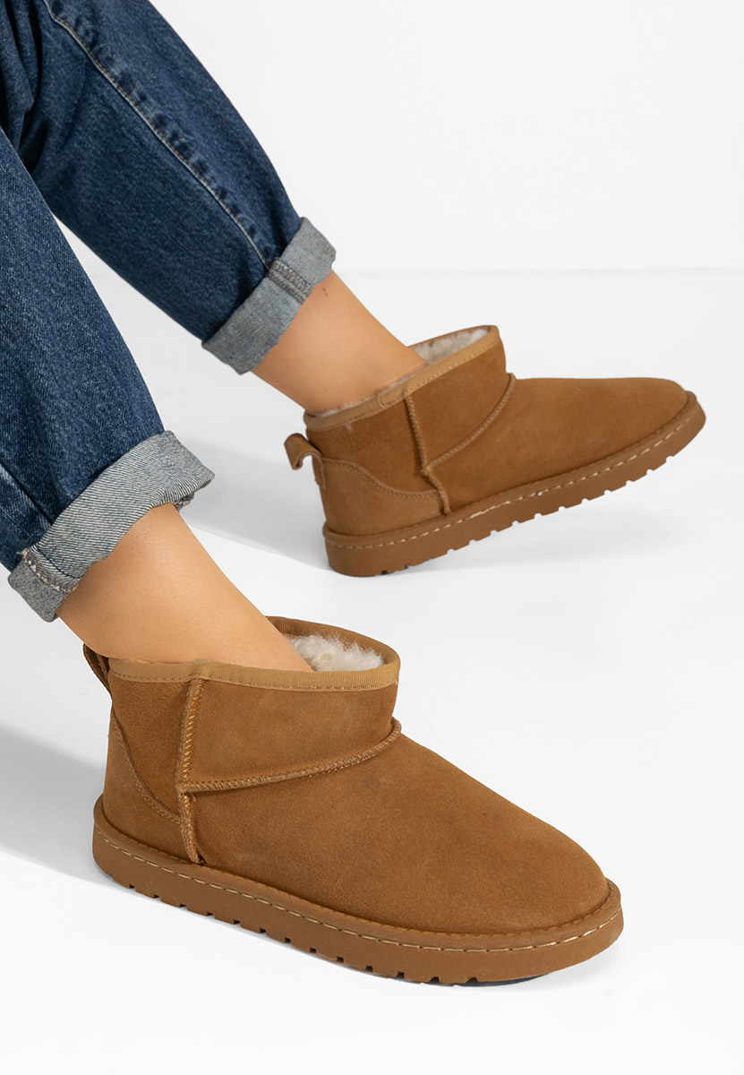 Camelové kožené kotníkové boty Annisia