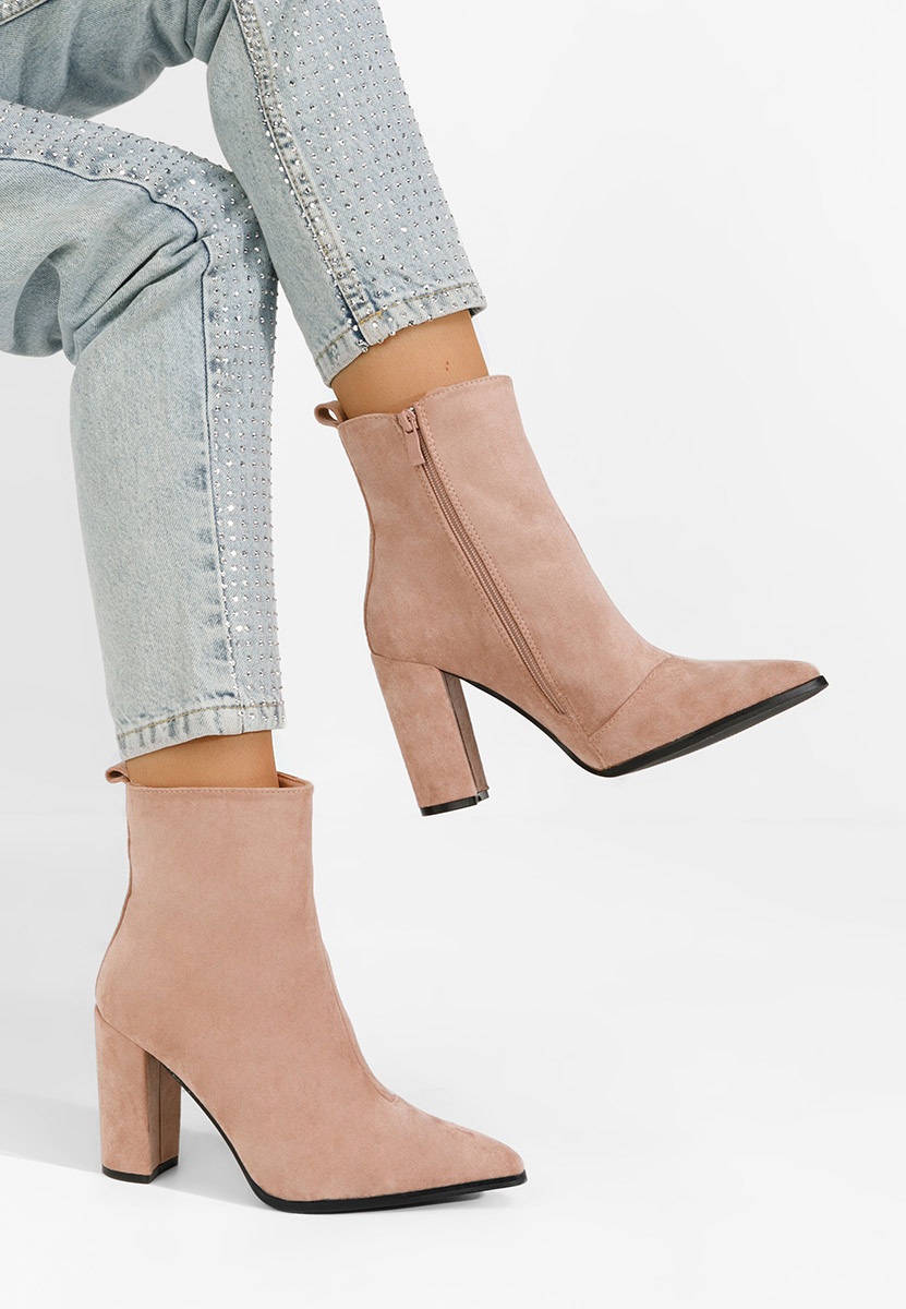 Béžové kotníkové boty na podpatku Adalina V2 Béžové kotníkové boty na podpatku Adalina V2
