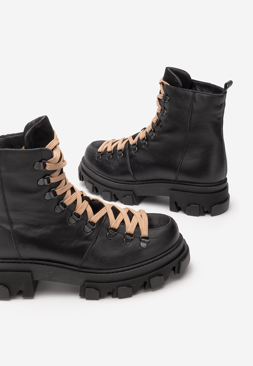 Černé dámske kožené workery Mercy