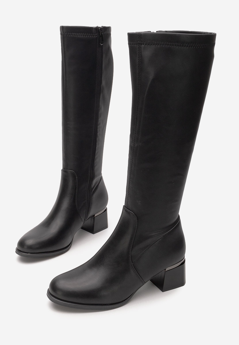 Černé kozačky na podpatku Lissette