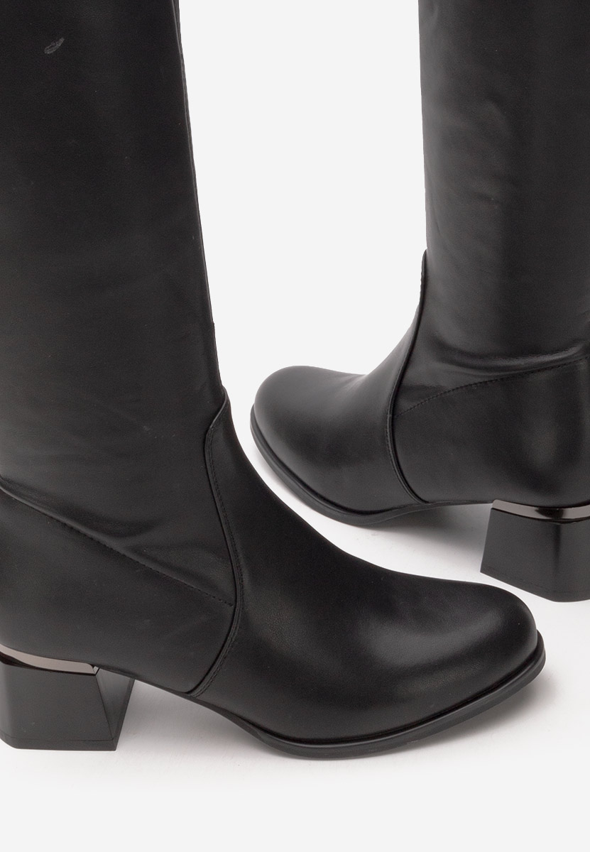 Černé kozačky na podpatku Lissette