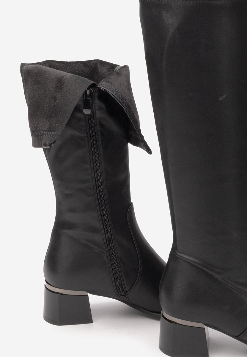 Černé kozačky na podpatku Lissette