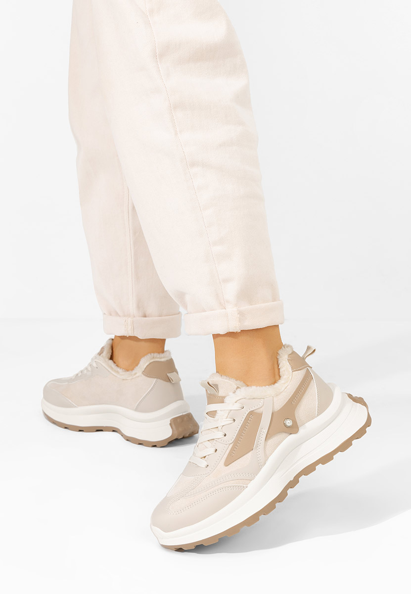 Béžové zimní tenisky dámské Elliza