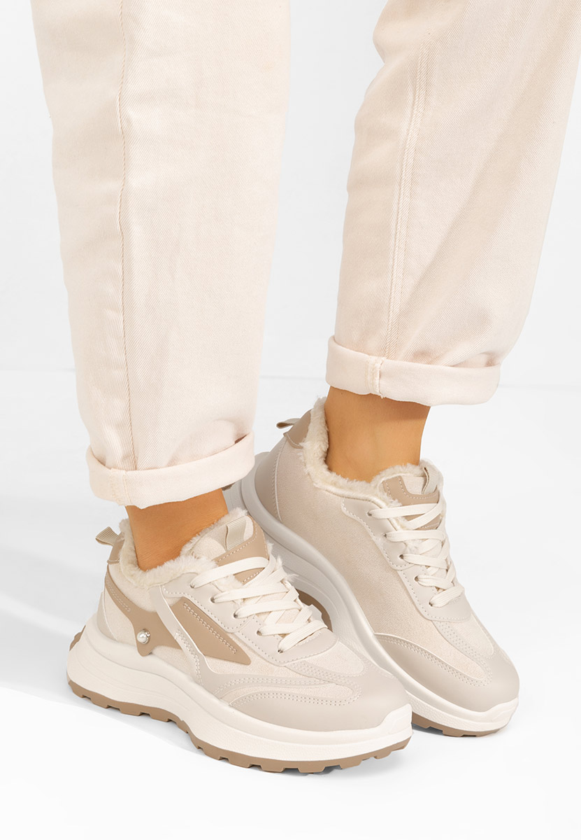 Béžové zimní tenisky dámské Elliza