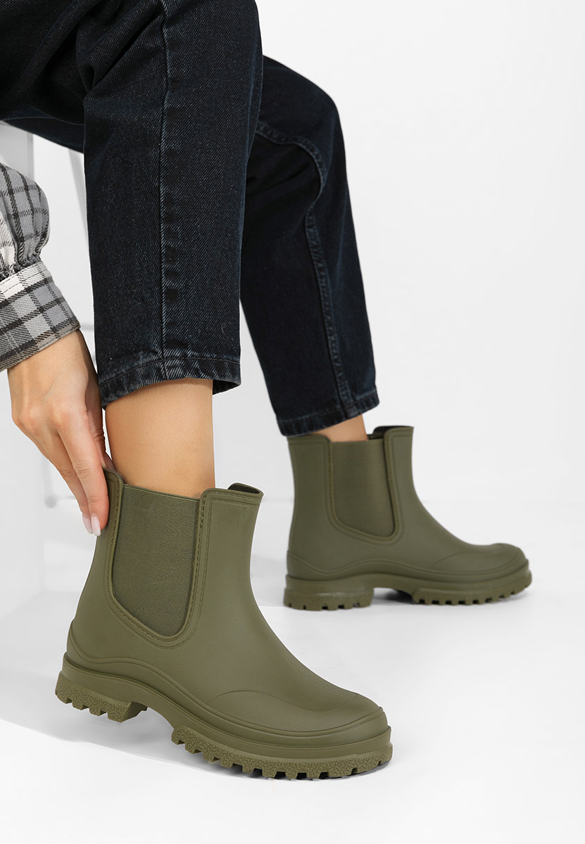 Zelené dámské kotníkové holínky Idecsa