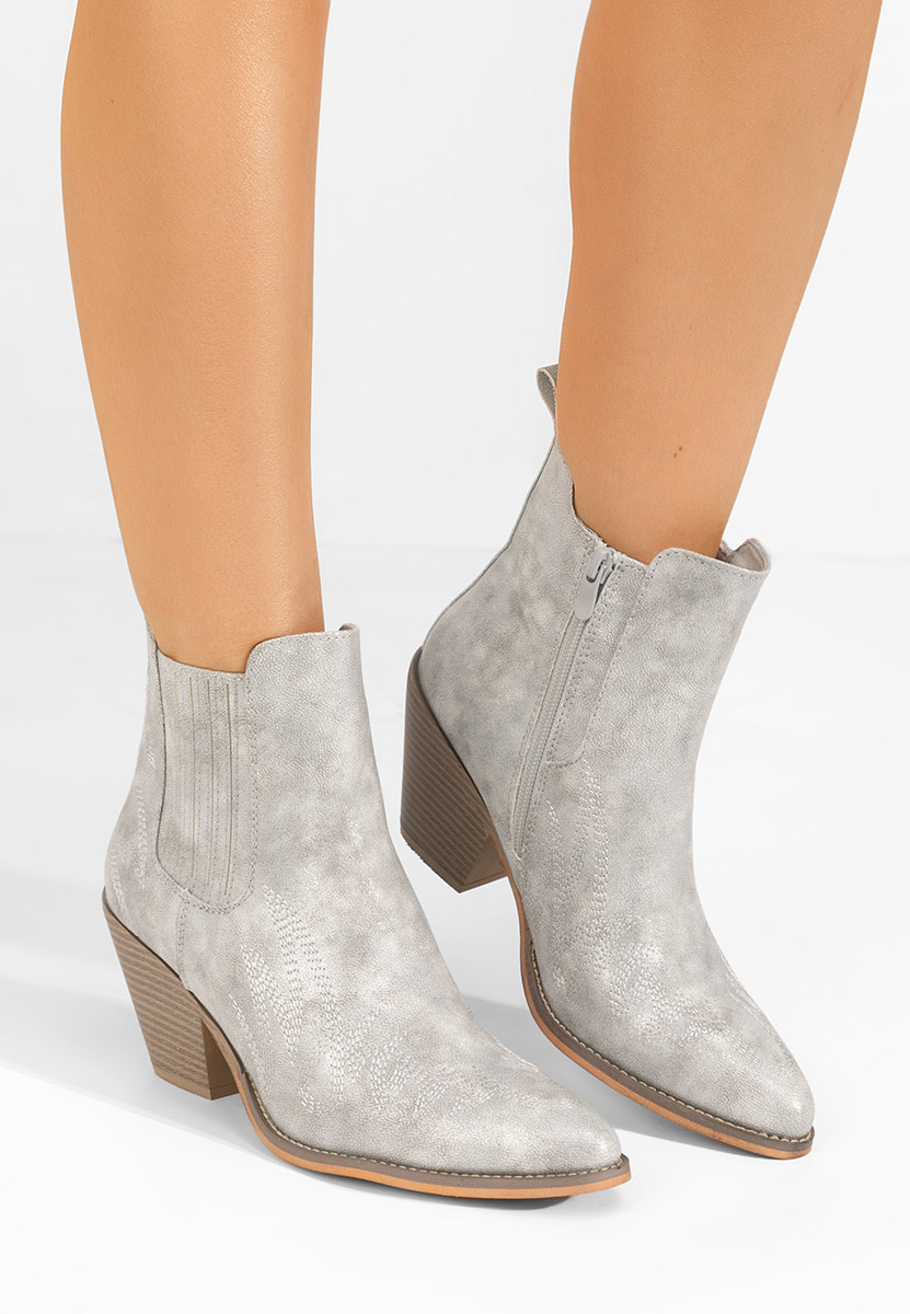 Stribrné kotníkové boty cowboy Pesire
