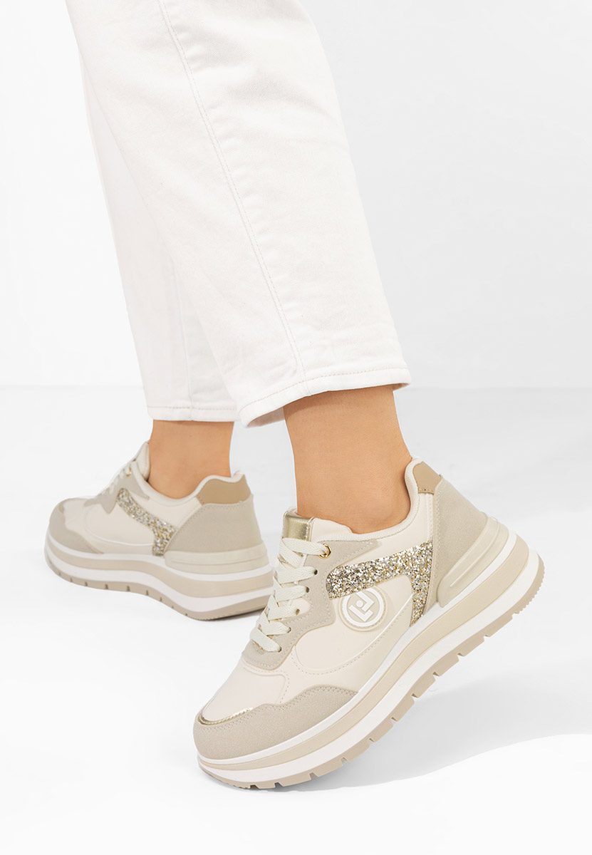 Béžové dámské tenisky na platformě Nohemi