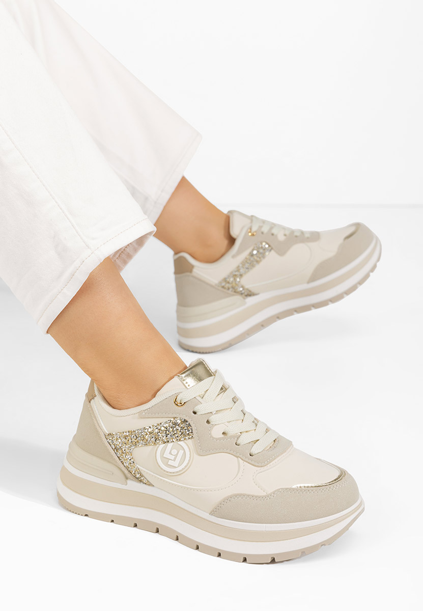 Béžové dámské tenisky na platformě Nohemi