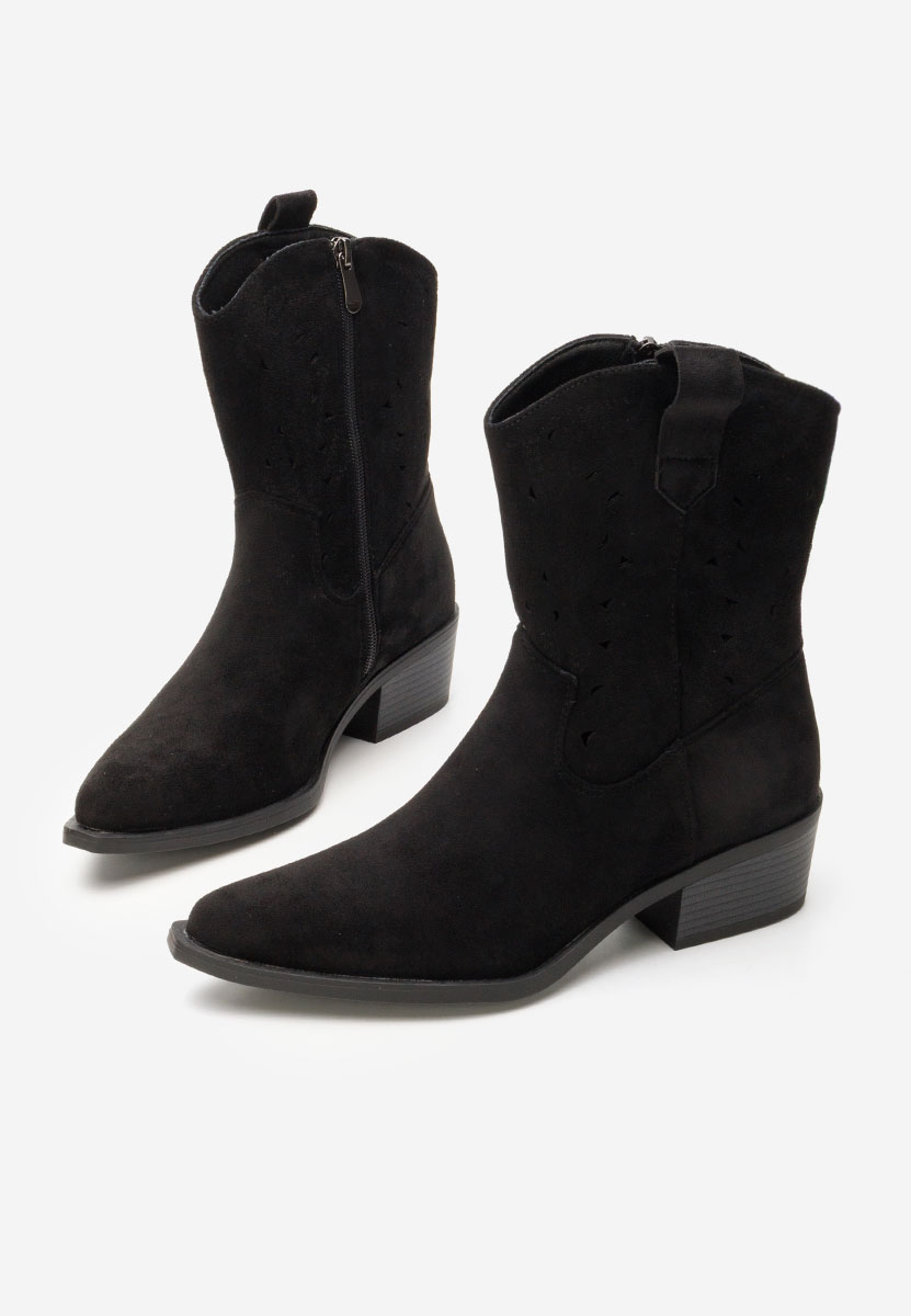 Černé kotníkové boty cowboy Sharonna