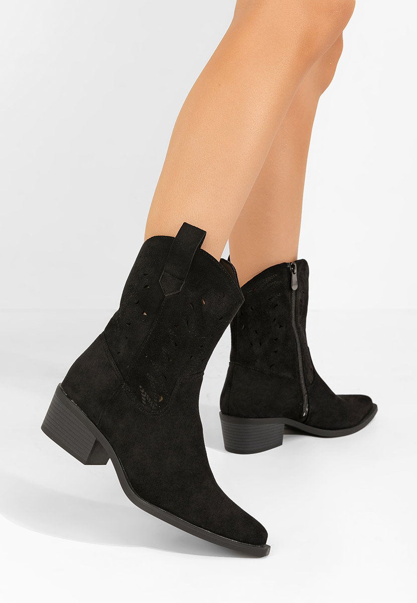 Černé kotníkové boty cowboy Sharonna