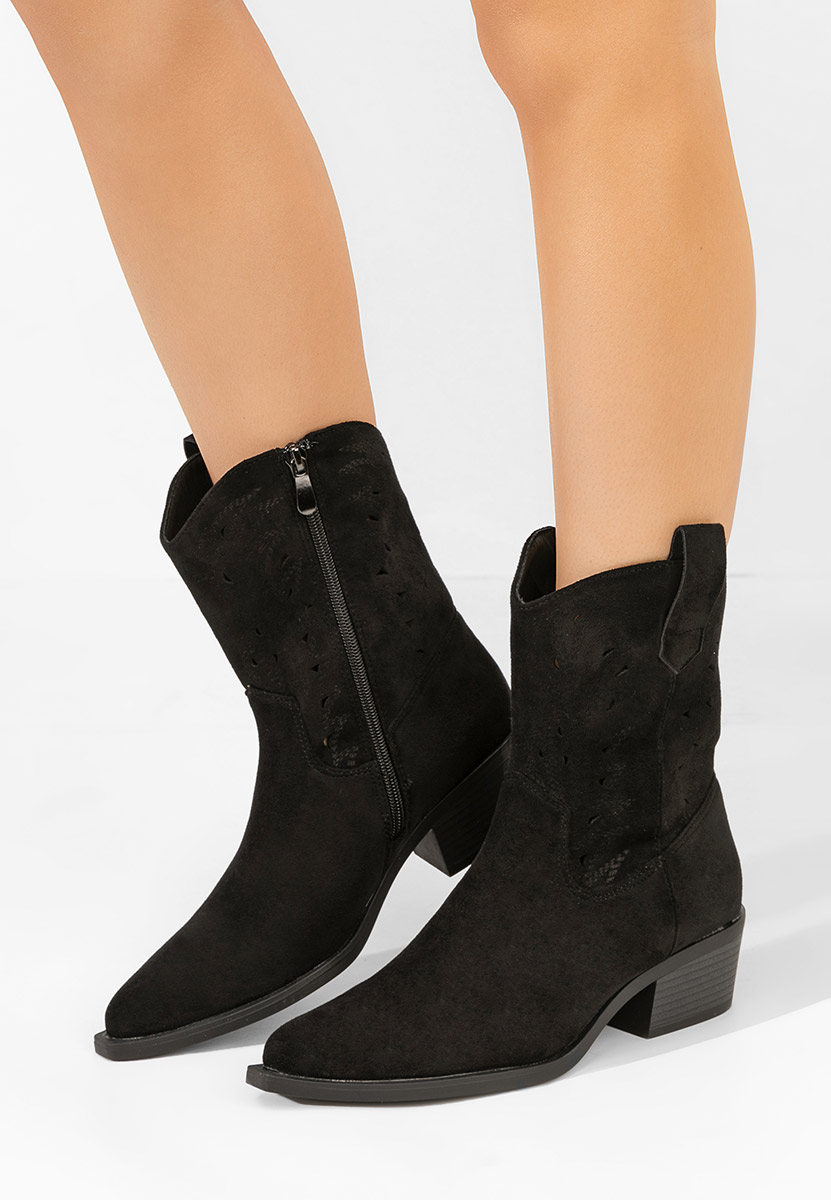 Černé kotníkové boty cowboy Sharonna