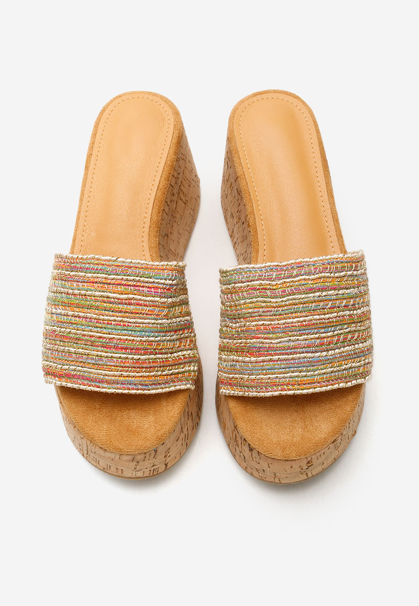 Viacfarebné pantofle na klínku Luysa