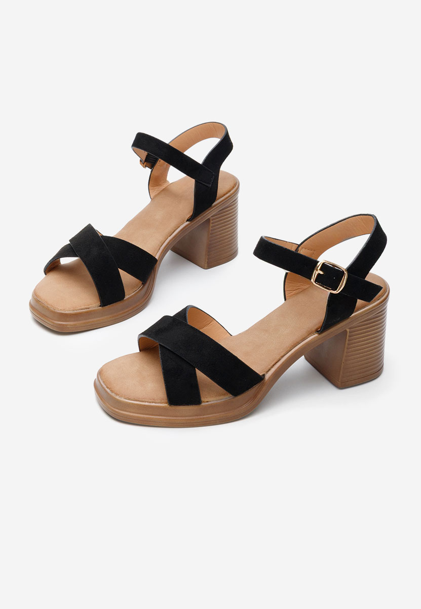 Černé sandály na podpatku Jacqualine