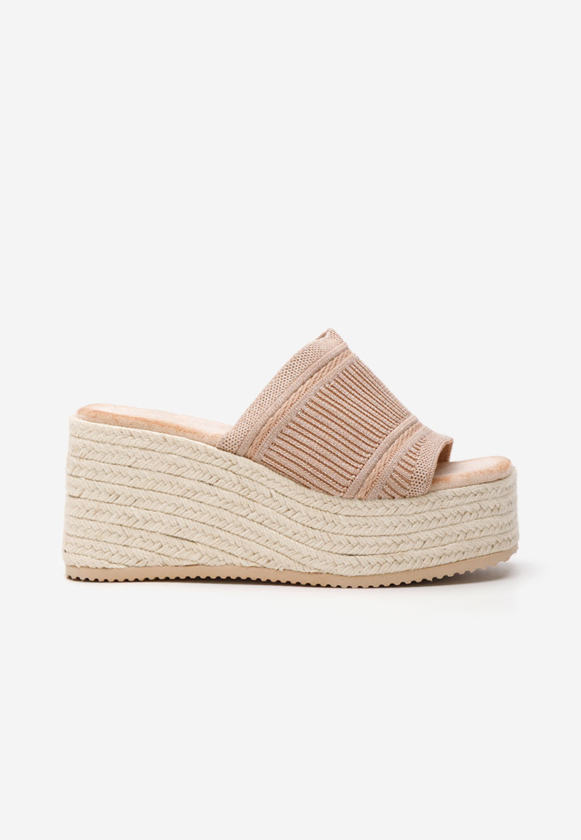 Khaki pantofle na platformě Yessenia