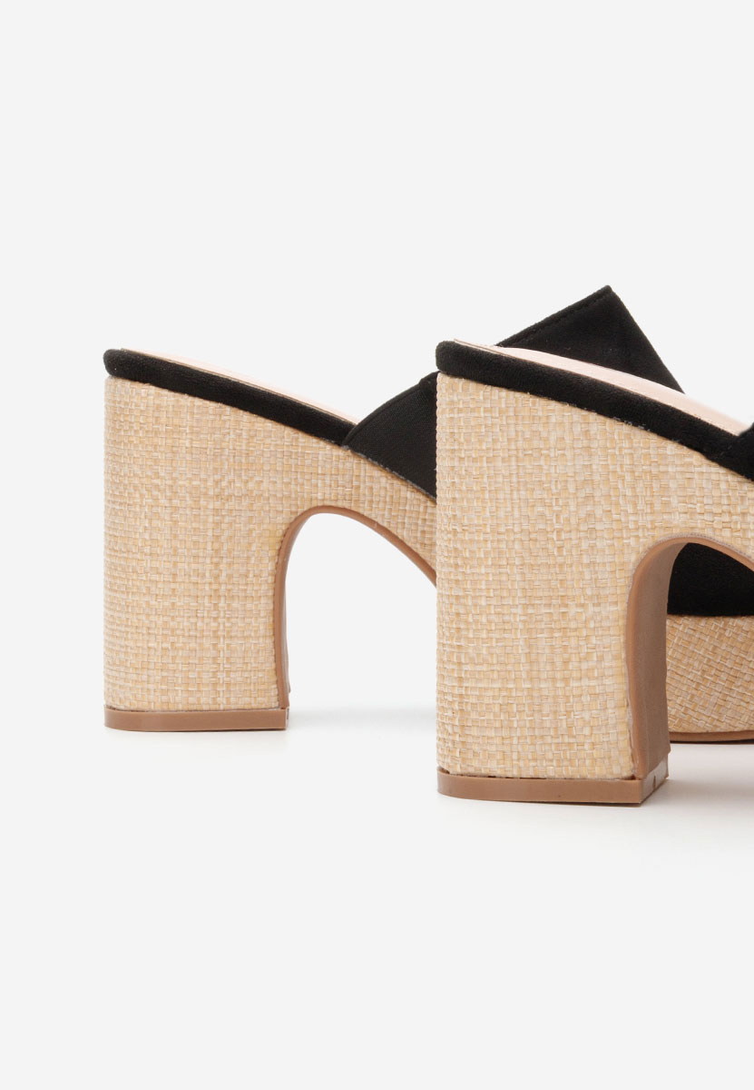 Černé pantofle na podpatku Charlene