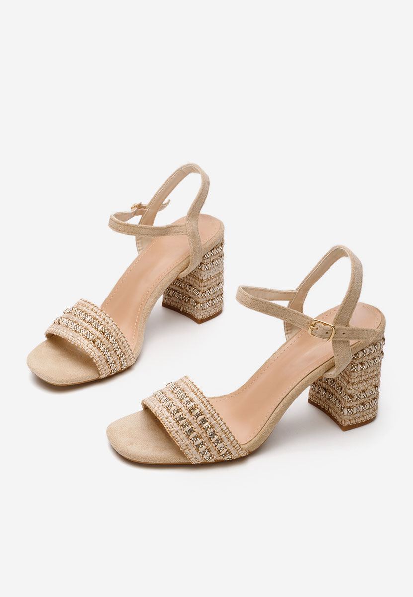 Béžové sandály na podpatku Marsela