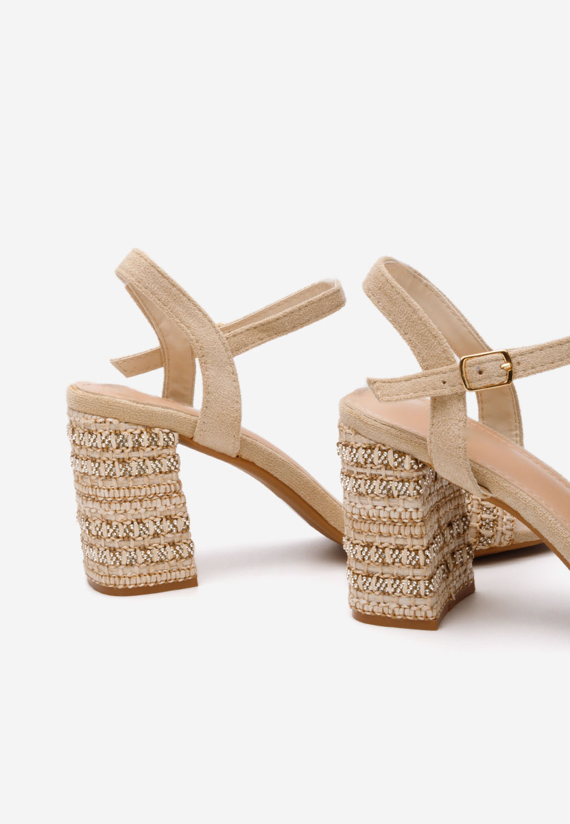 Béžové sandály na podpatku Marsela