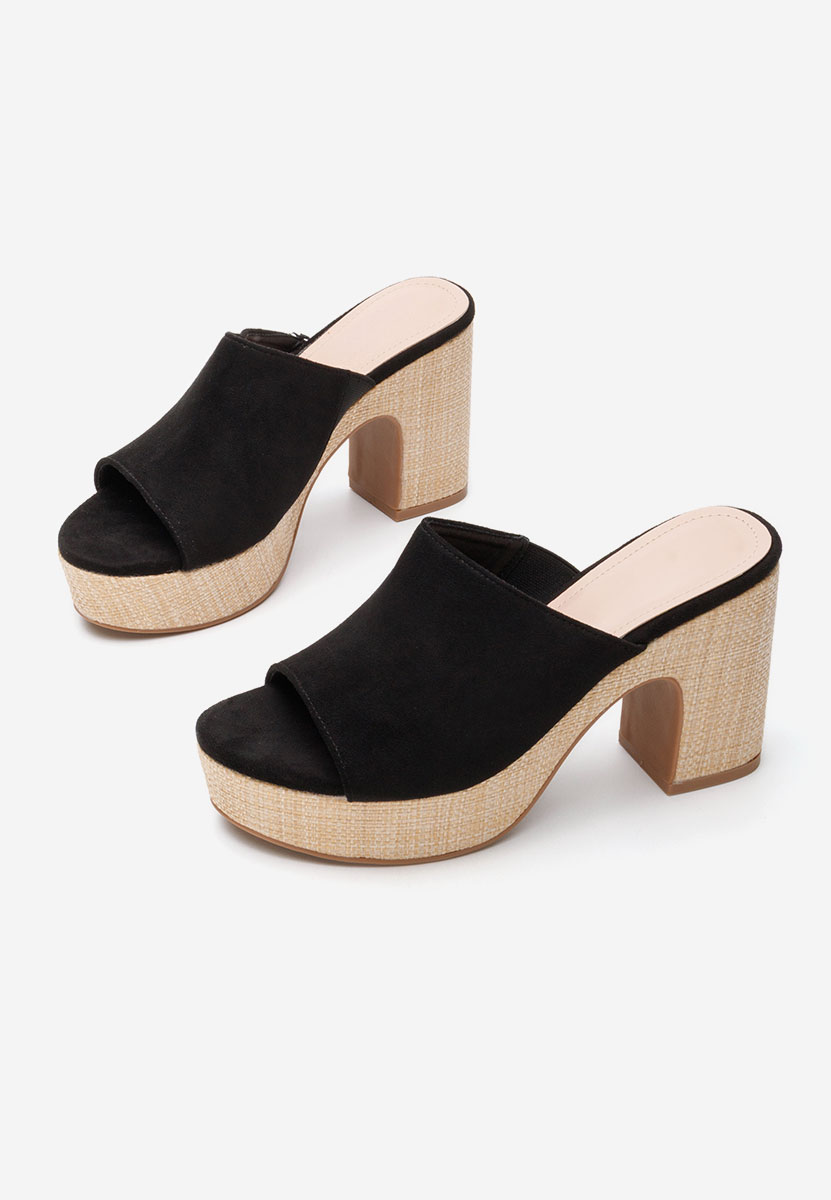 Černé pantofle na podpatku Charlene