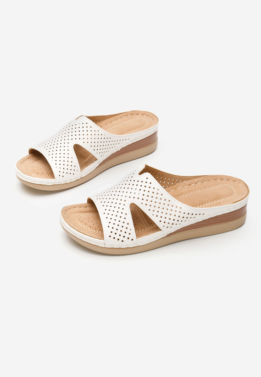 Bílé pantofle na klínku Hermana