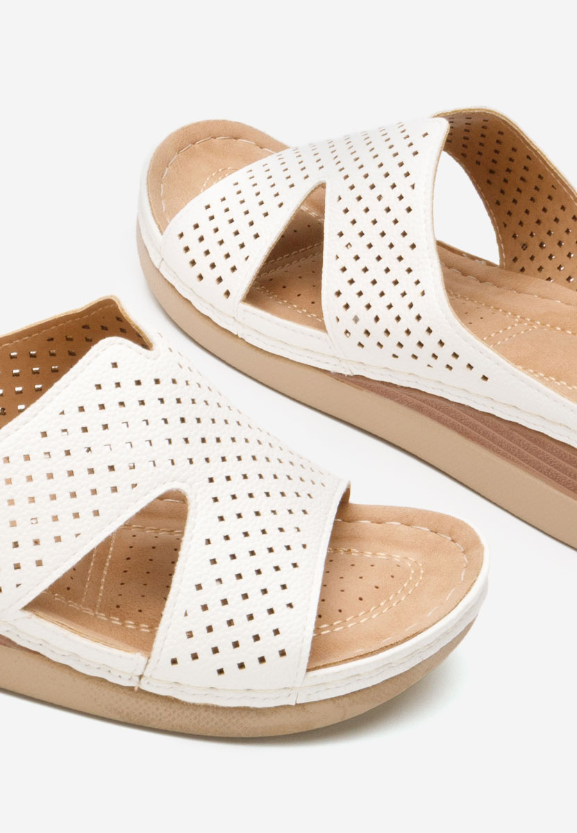 Bílé pantofle na klínku Hermana