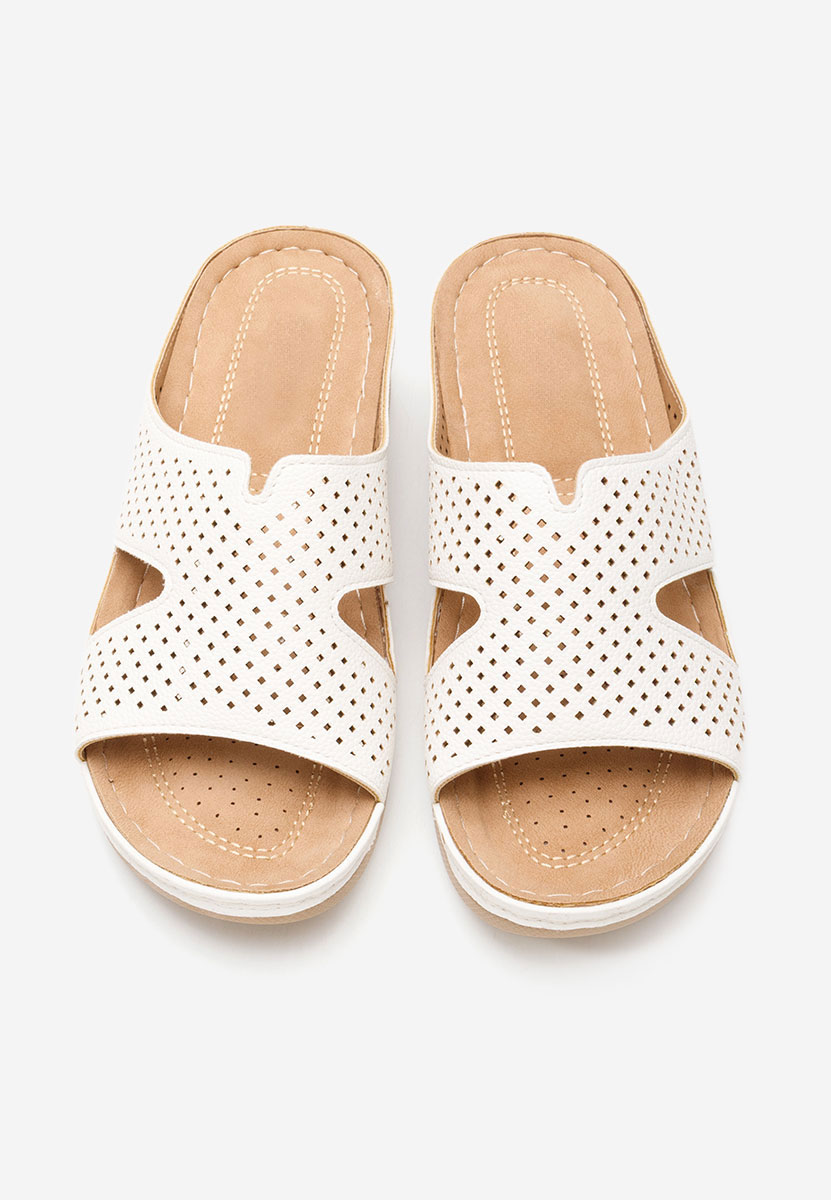 Bílé pantofle na klínku Hermana