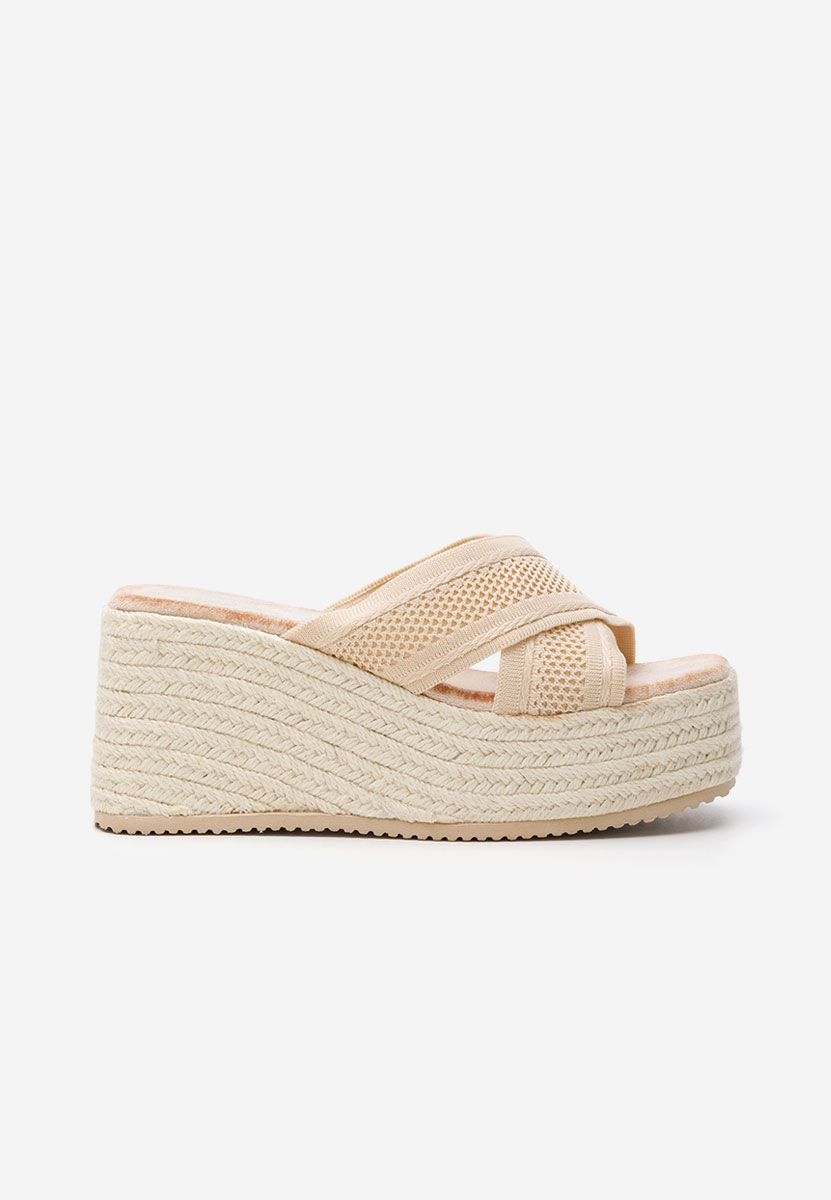 Béžové pantofle na platformě Maida