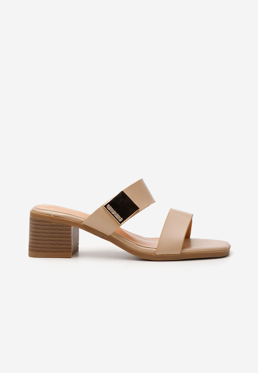 Khaki pantofle na podpatku Hershel