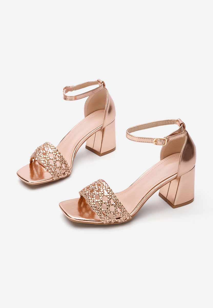 Champagne sandály na podpatku Nickyta