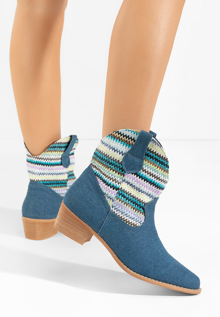 Denim kotníkové boty cowboy Lusilda