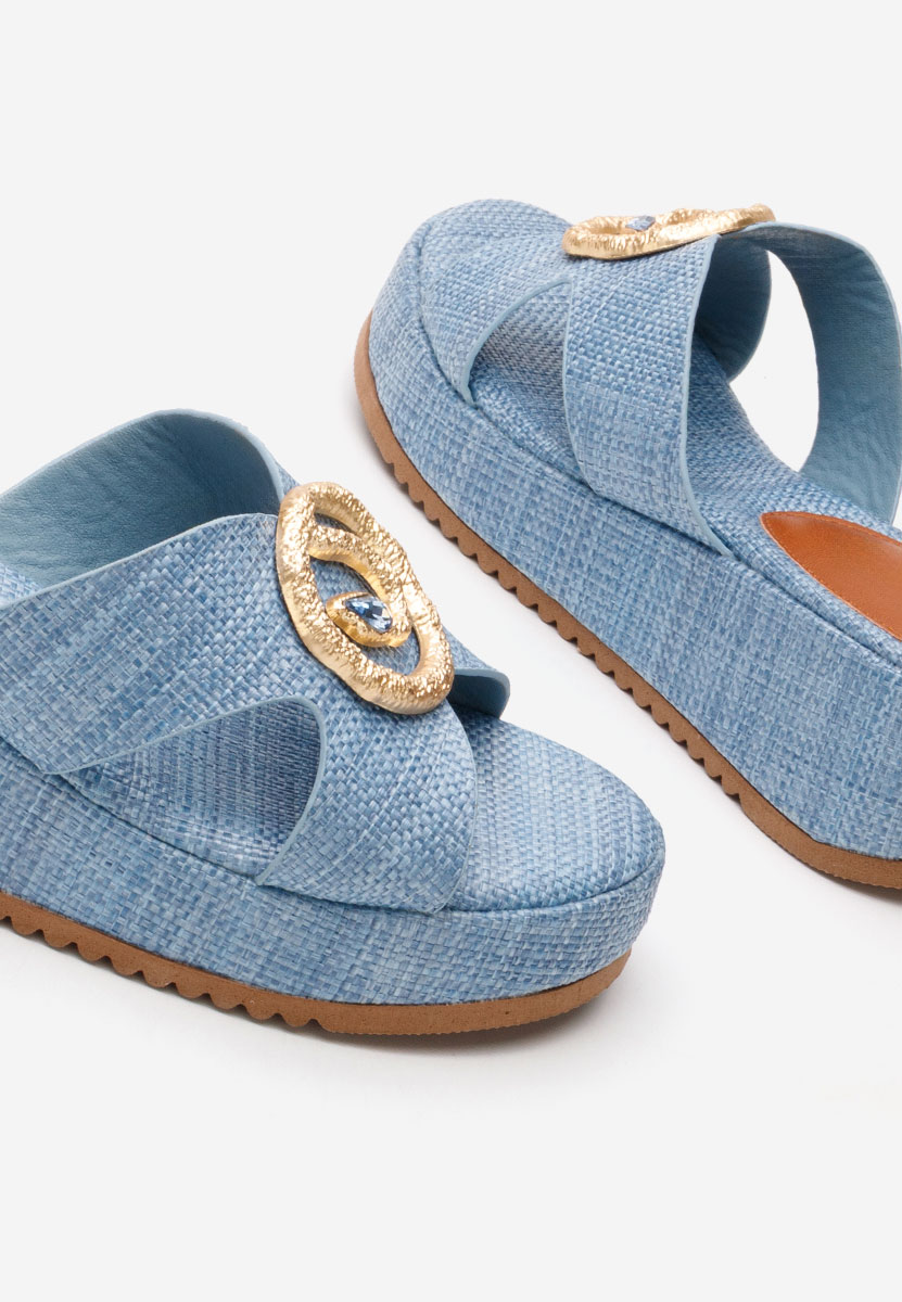 Denim pantofle na platformě Augustta