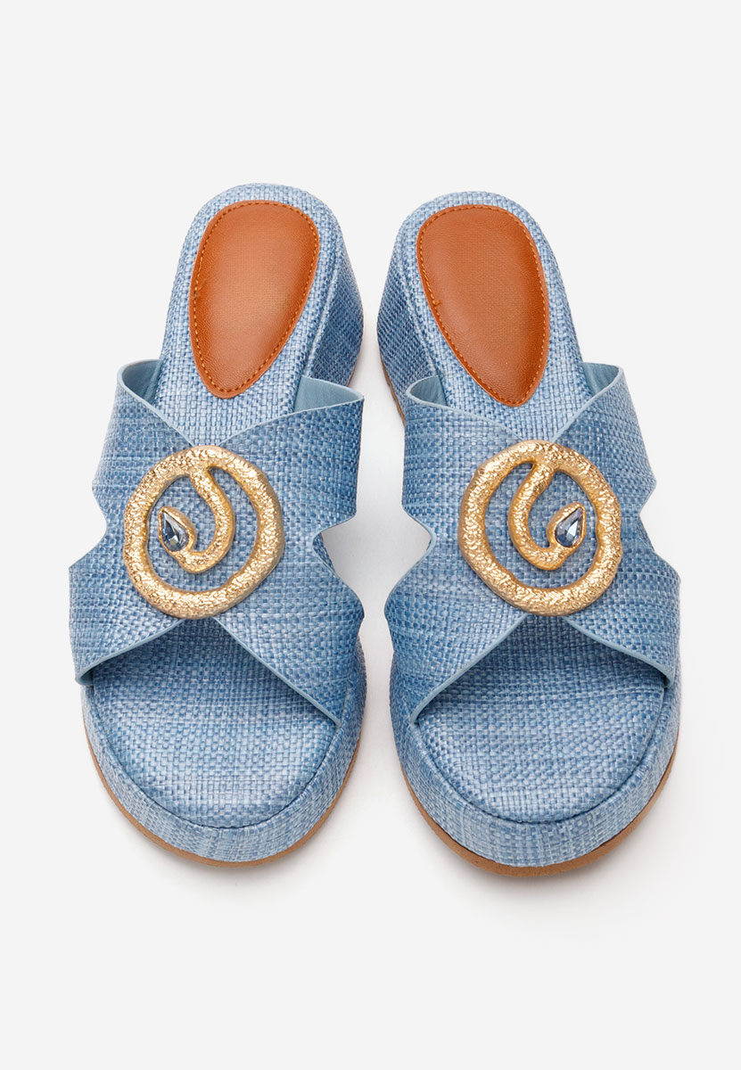 Denim pantofle na platformě Augustta