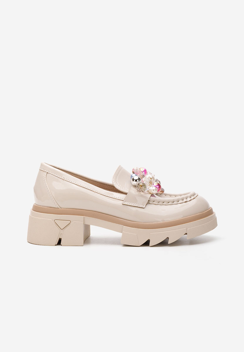 Béžové lesklé dámské mokasíny Lerina V4