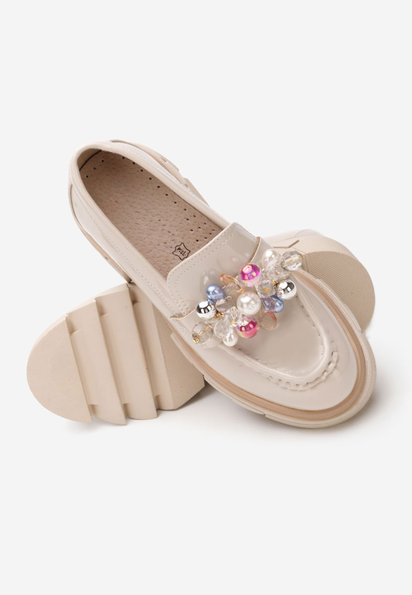 Béžové lesklé dámské mokasíny Lerina V4