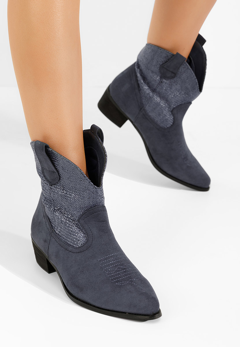 Tmavě modré kotníkové boty cowboy Lusilda