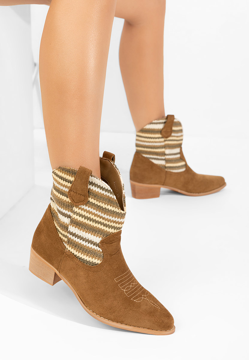 Camelové kotníkové boty cowboy Lusilda