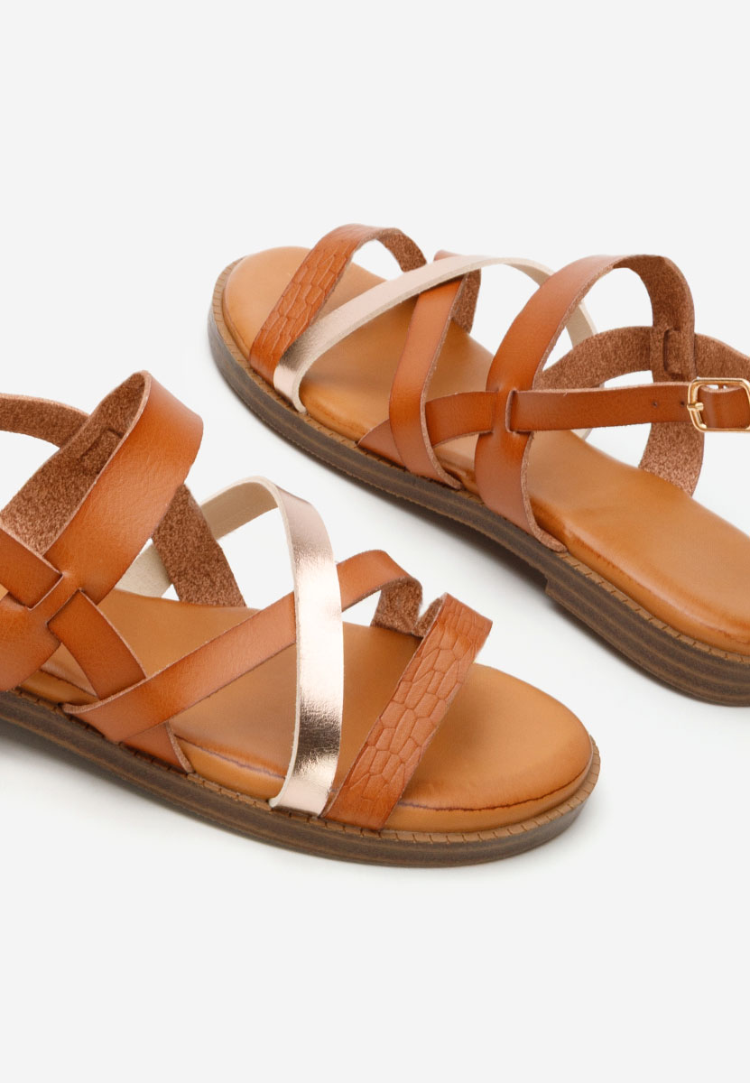 Camelové sandály bez podpatku Zilky